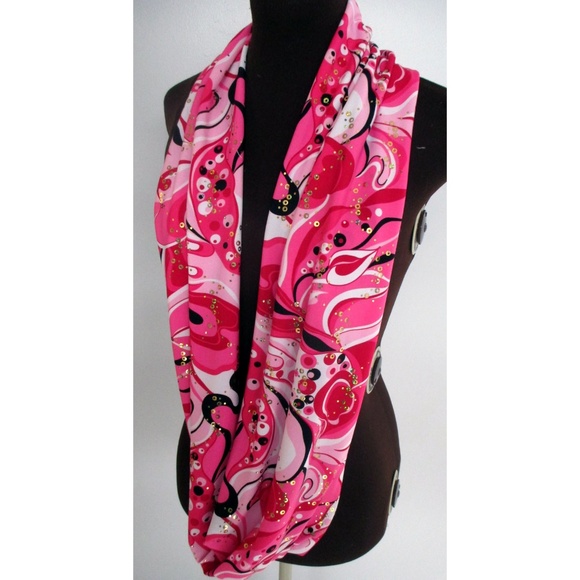 GORGEOUS PINK SPARKLE INFINITY SCARF - Picture 2 of 2